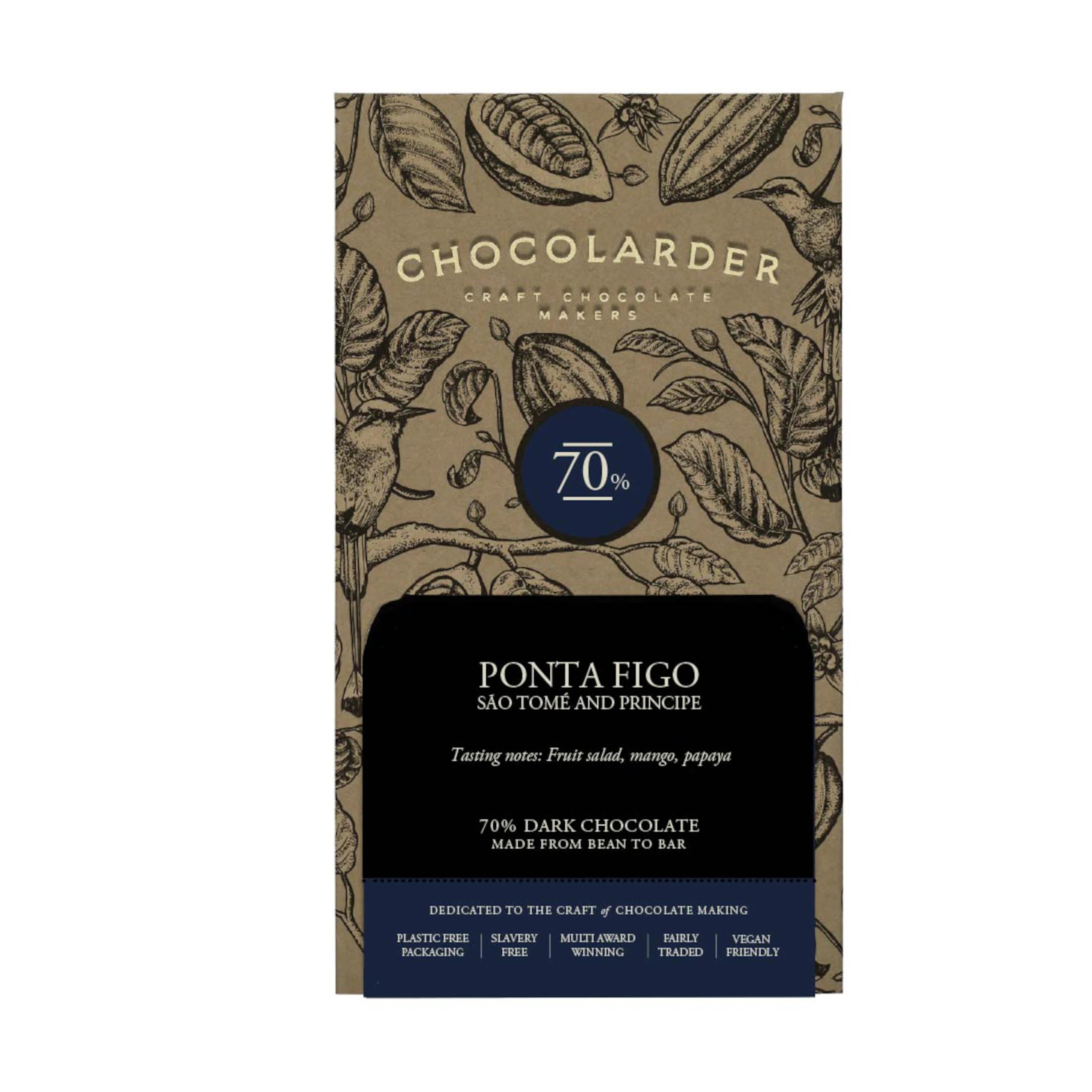 Chocolarder Ponta Figo 70% dark chocolate bar from São Tomé bean-to-bar