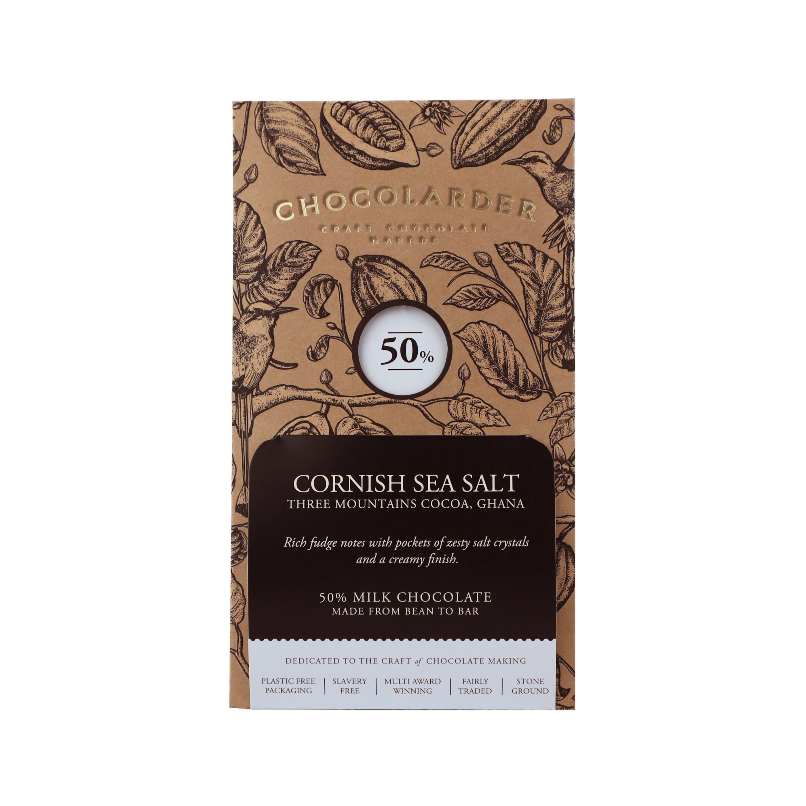Cornish Sea Salt 50% Ghanaian Milk Chocolate Bar - Bean-to-Bar