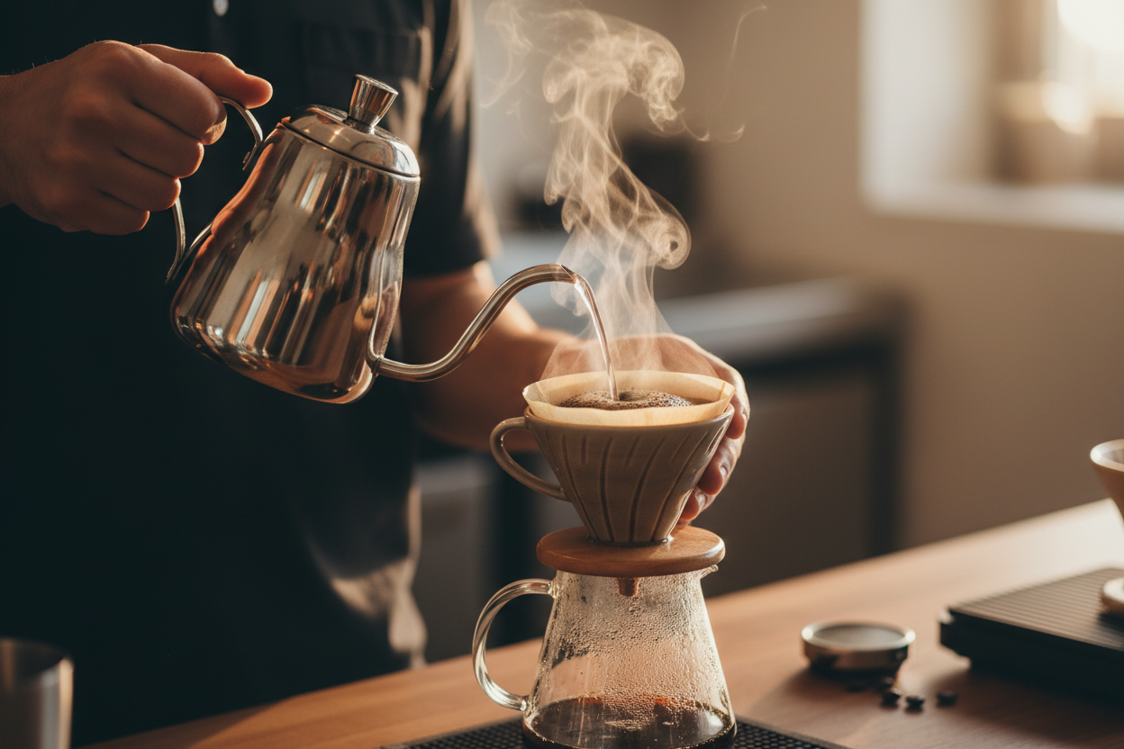 Barista Making Pour-Over Coffee