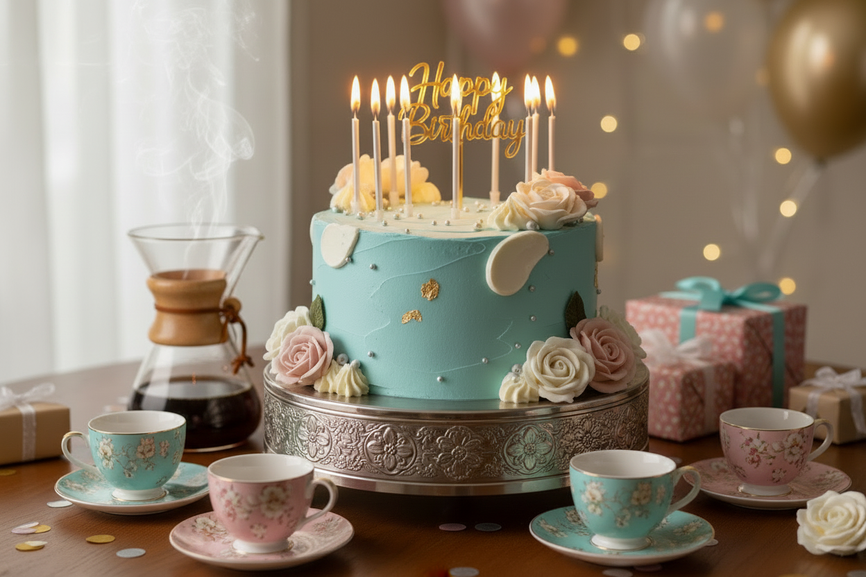 Birthday Cake with Coffee