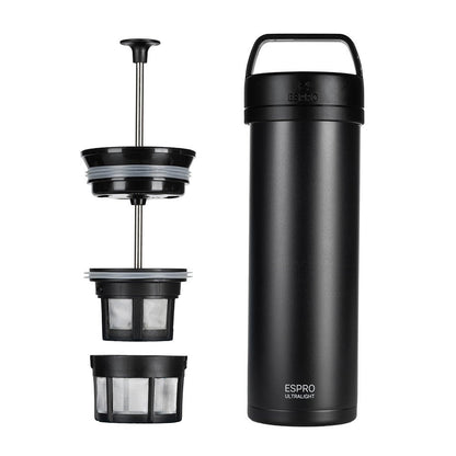 ESPRO P0 Ultralight Travel Coffee Press - Black (16oz / 473ml) - The Sip Emporium - Manual Coffee Maker