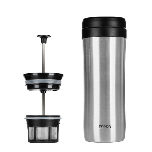 ESPRO P1 Travel Coffee Press - Brushed (12oz / 354ml) - The Sip Emporium - Manual Coffee Maker