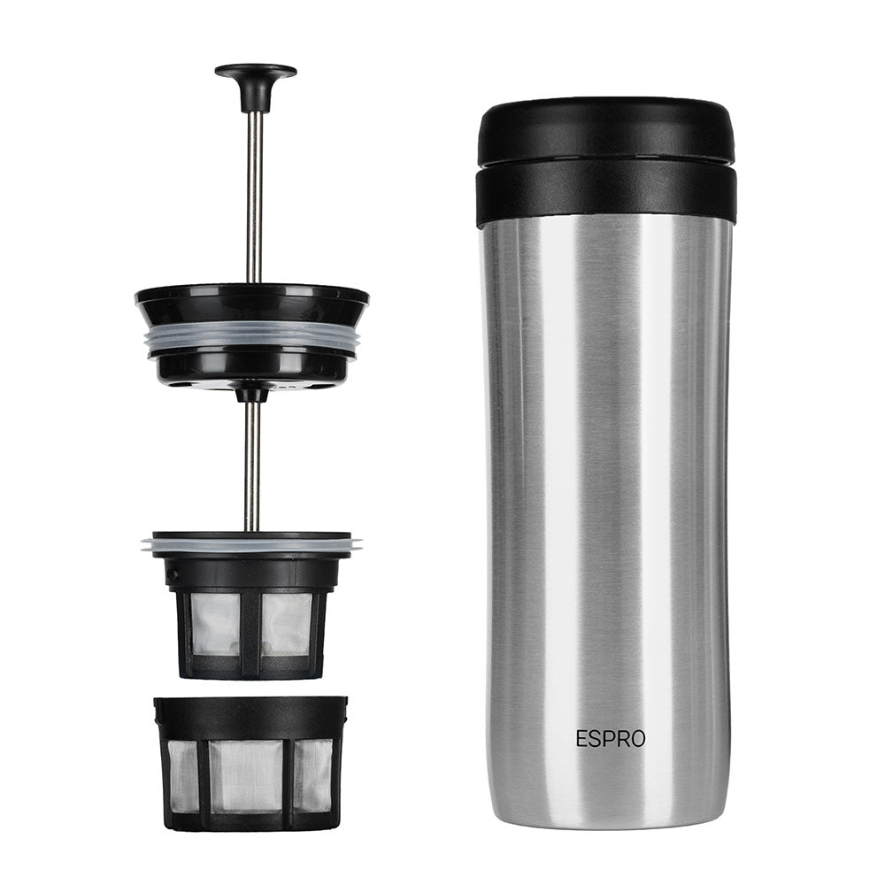 ESPRO P1 Travel Coffee Press - Brushed (12oz / 354ml) - The Sip Emporium - Manual Coffee Maker