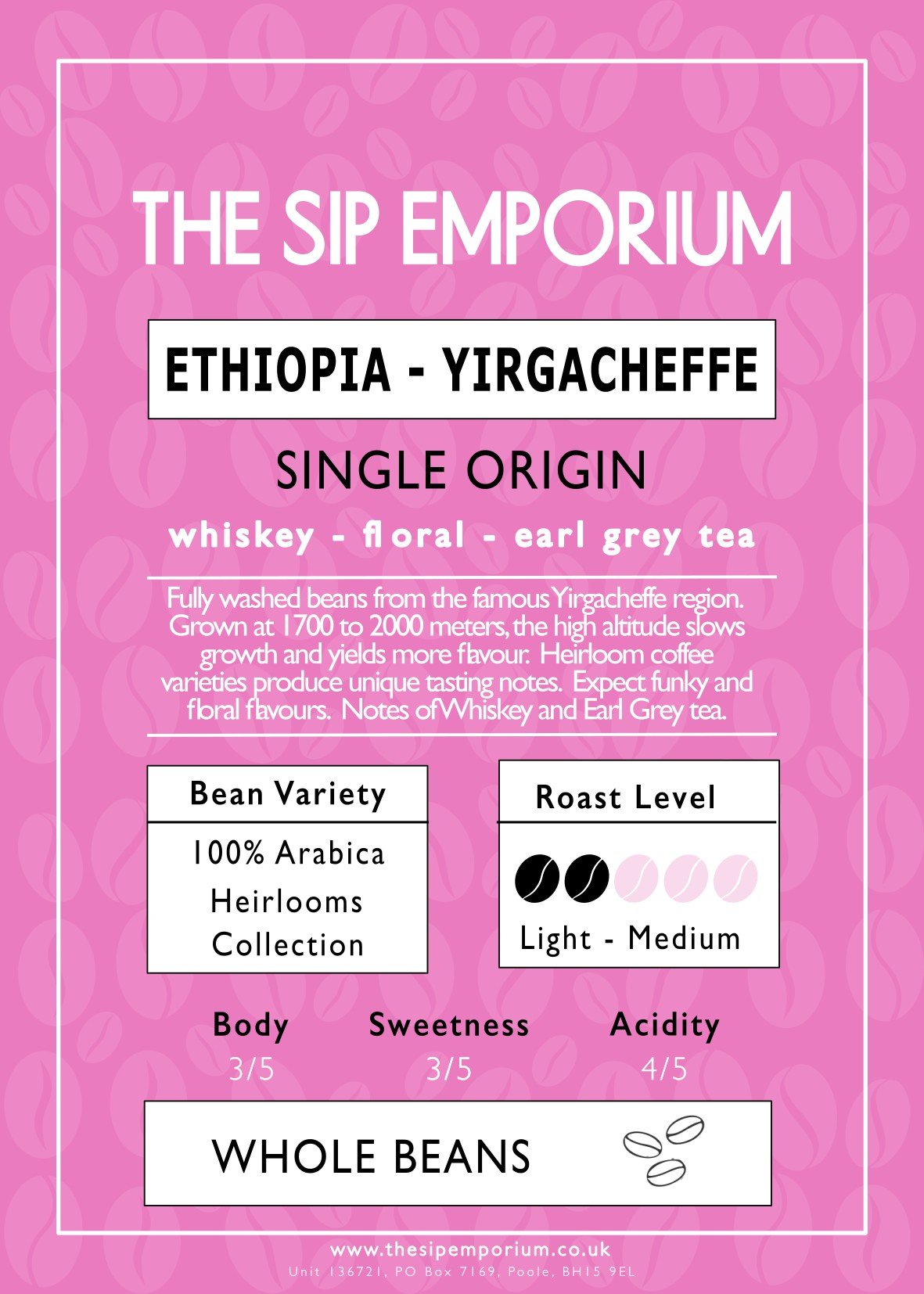 Ethiopia - Yirgacheffe Single Origin Speciality Coffee - The Sip Emporium-Coffee - Caffeine