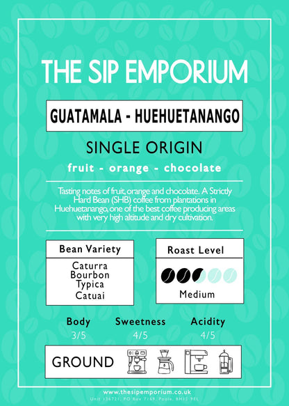 Guatamala - Huehuetanango Single Origin Speciality Coffee - The Sip Emporium-Coffee - Caffeine