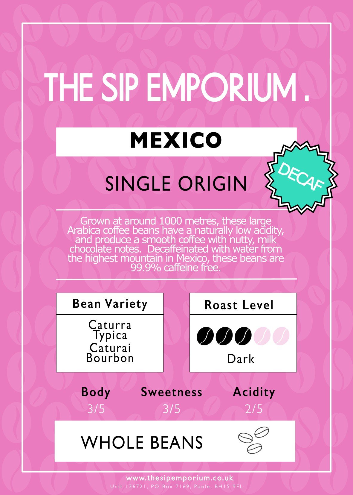 Mexico Decaf Single Origin Coffee - The Sip Emporium-Coffee - Decaf