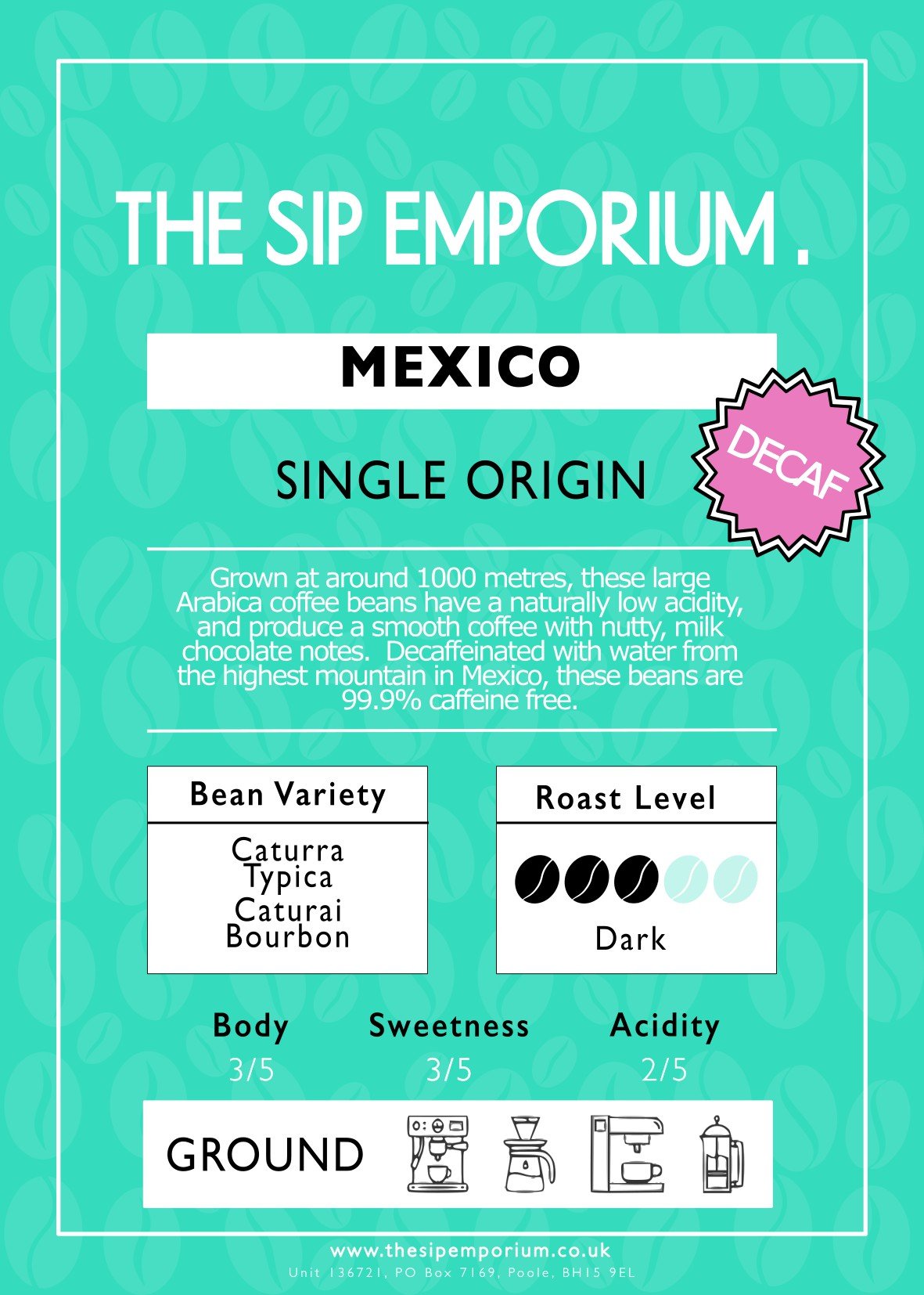 Mexico Decaf Single Origin Coffee - The Sip Emporium-Coffee - Decaf